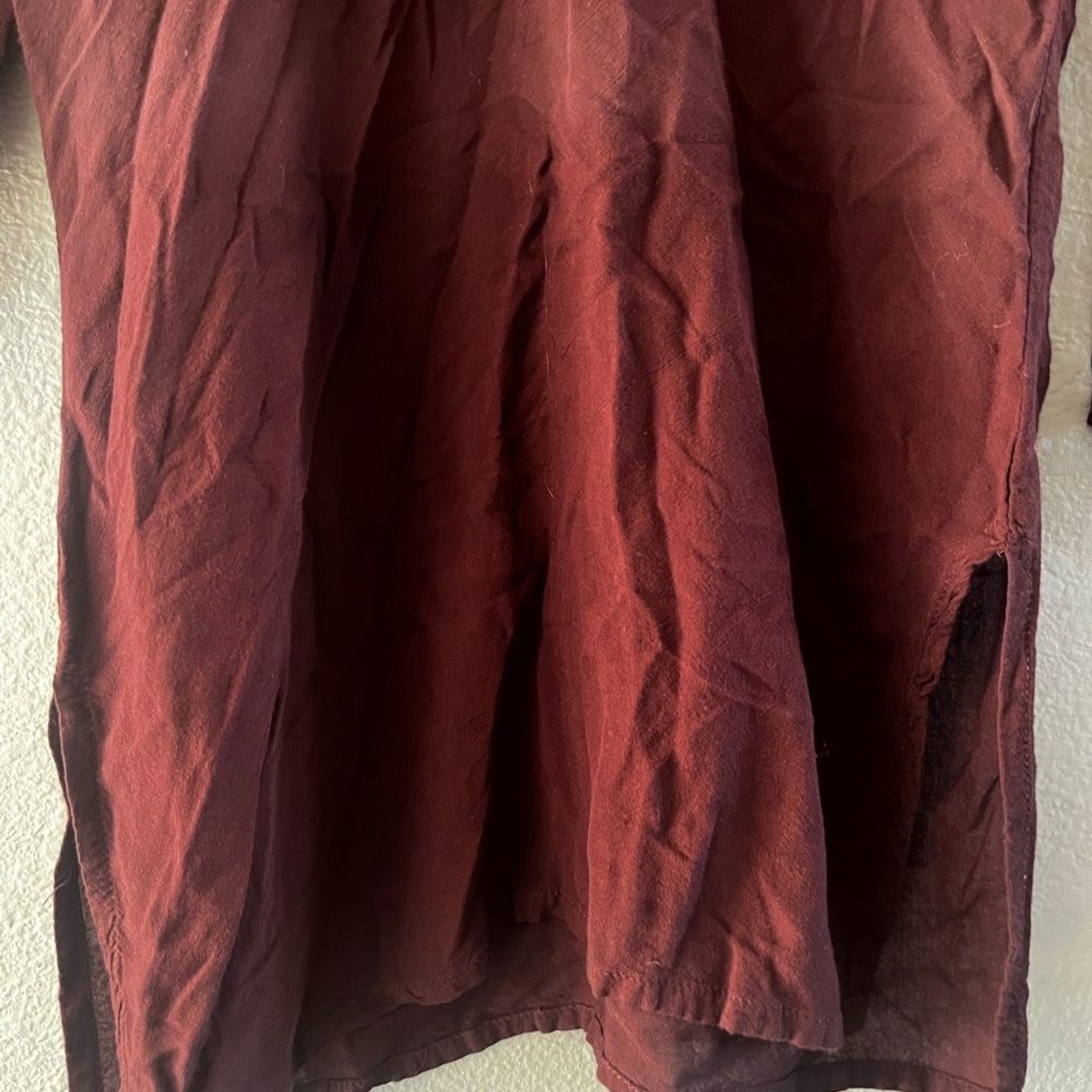 VL Collection SZ Medium Pakistan Embroidered Tunic Caftan Burgundy w/flowers