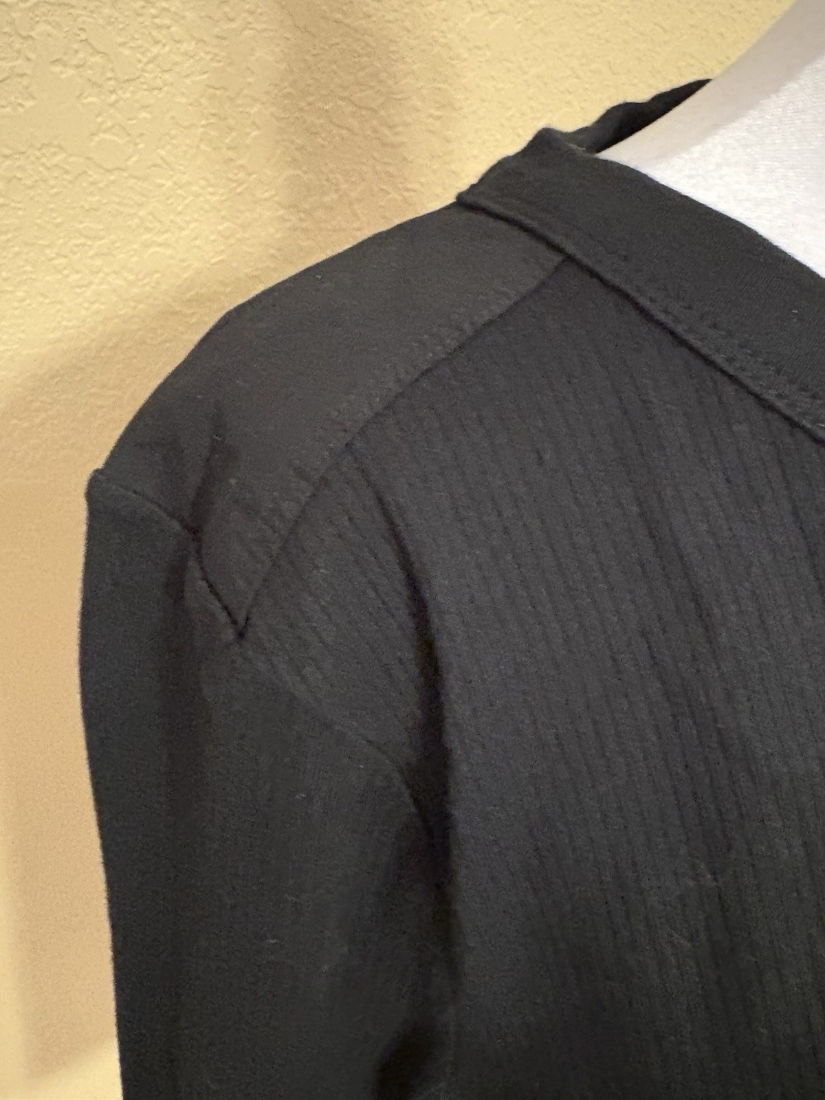 Ralph Lauren Black Label Black Ribbed Henley, 3/4 Sleeves , Snaps, M, Quiet Lux