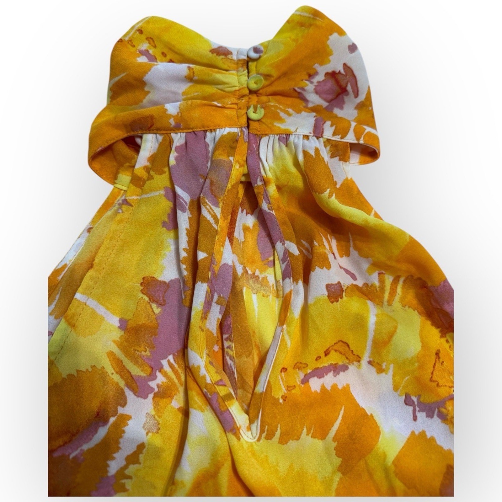 NWT DR2 Women’s Tie-Dye Halter Neck Blouse Yellow Pink White Size S