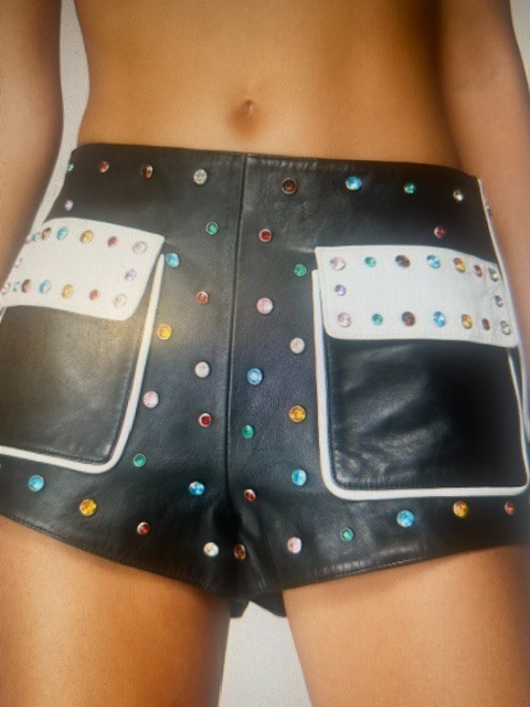 Nasty Gal Premium Real Leather Studded Double Zipper Lined Short Fitted Shorts