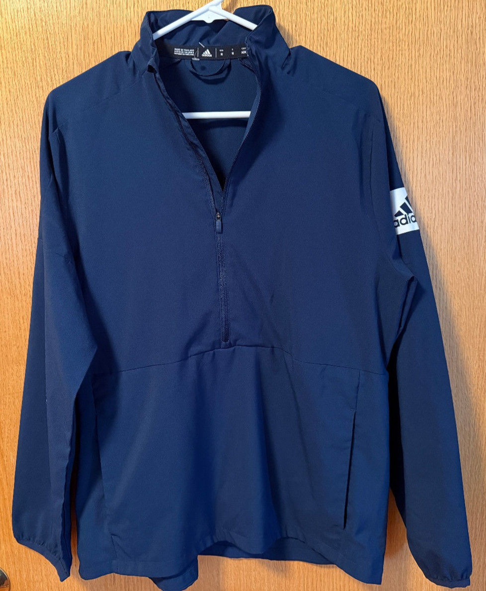 Adidas Pullover Jacket Women’s Sz Medium Navy Blue Ultra Lightweight 1/2 Zip