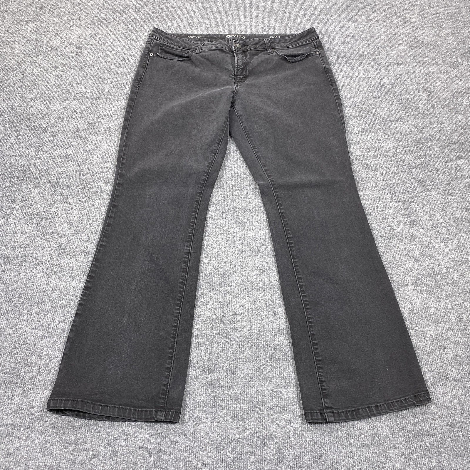 Stylus Jeans Womens 16P 33×30 Black Bootcut Regular Cotton Blend Denim