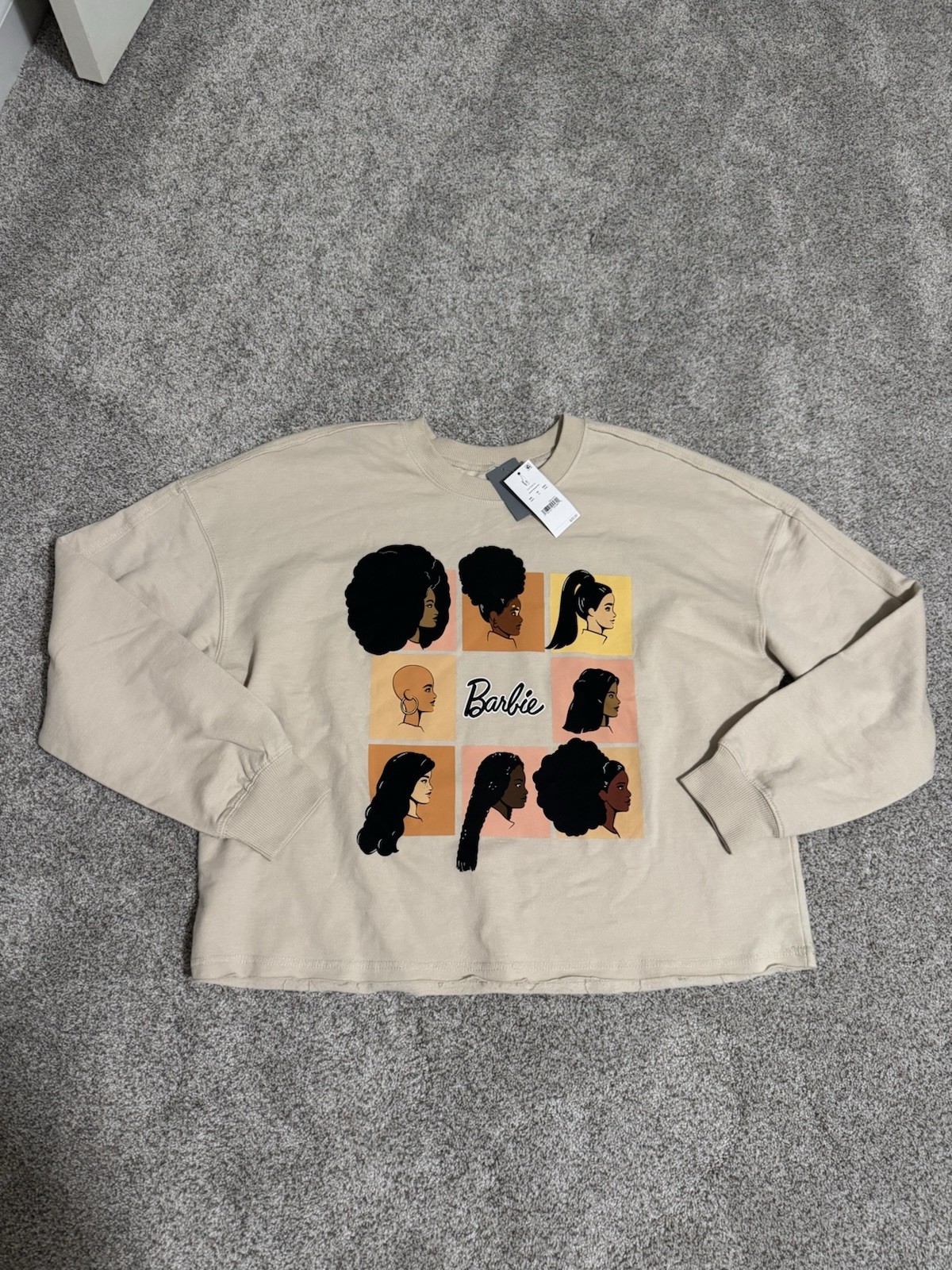 NWT Black Barbie Sweatshirt, Size Large, Lightweight, Crewneck