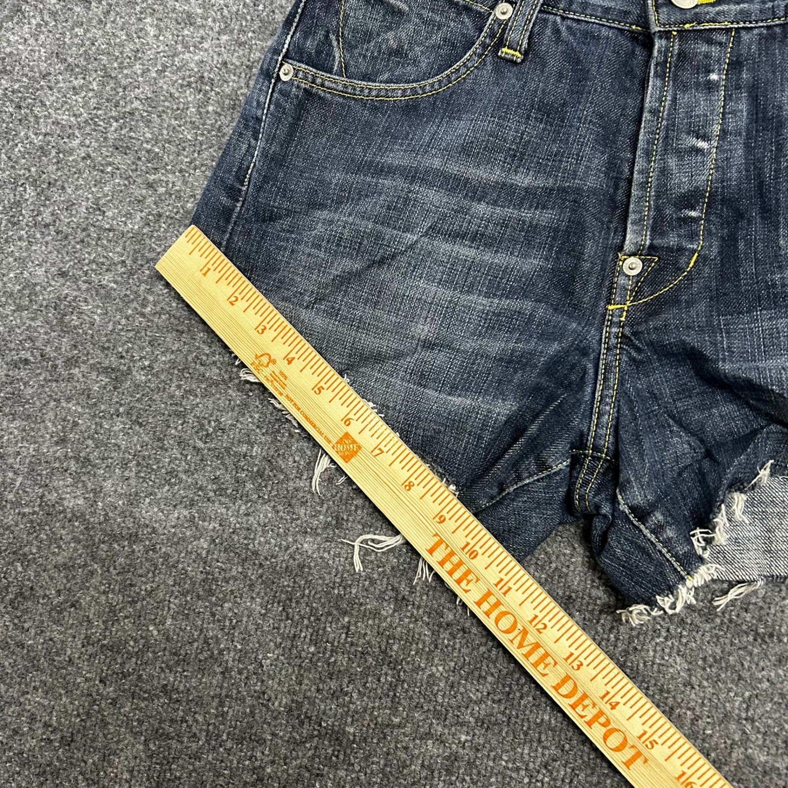 Paperdenim&cloth Shorts Womens Size 30 Dark Wash Cut Off Raw Hem Italian Denim