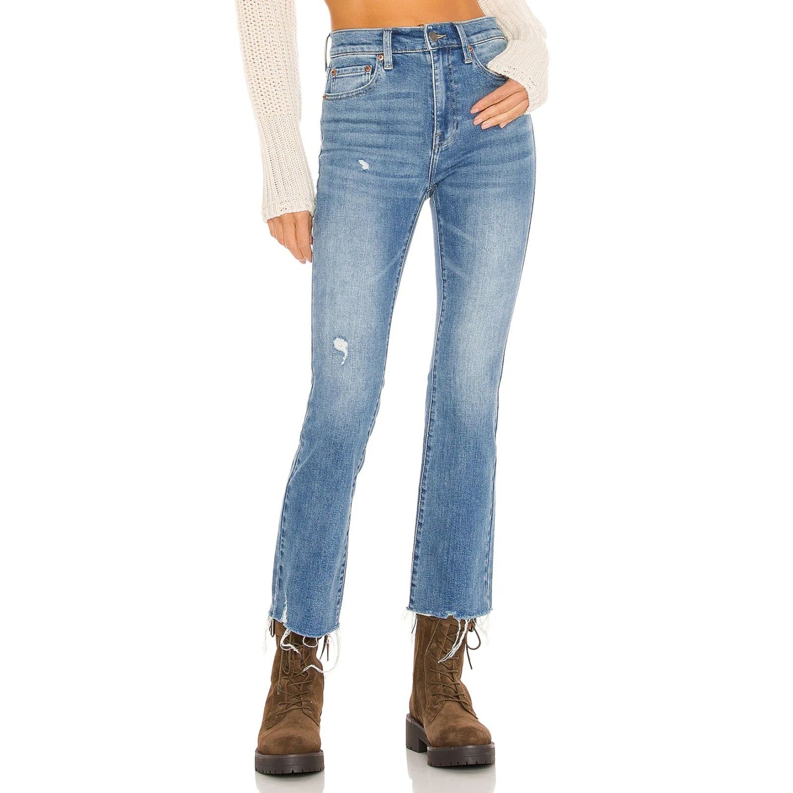 Pistola Denim Lennon distressed high waist jeans with split hem, 28