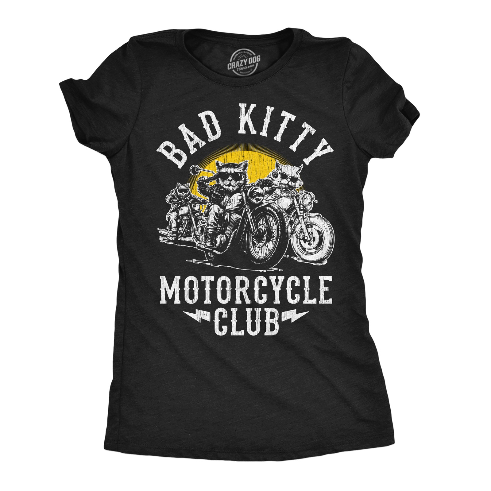 Womens Funny T Shirts Bad Kitty Motorcycle Club Sarcastic Kitten Graphic Novelty
