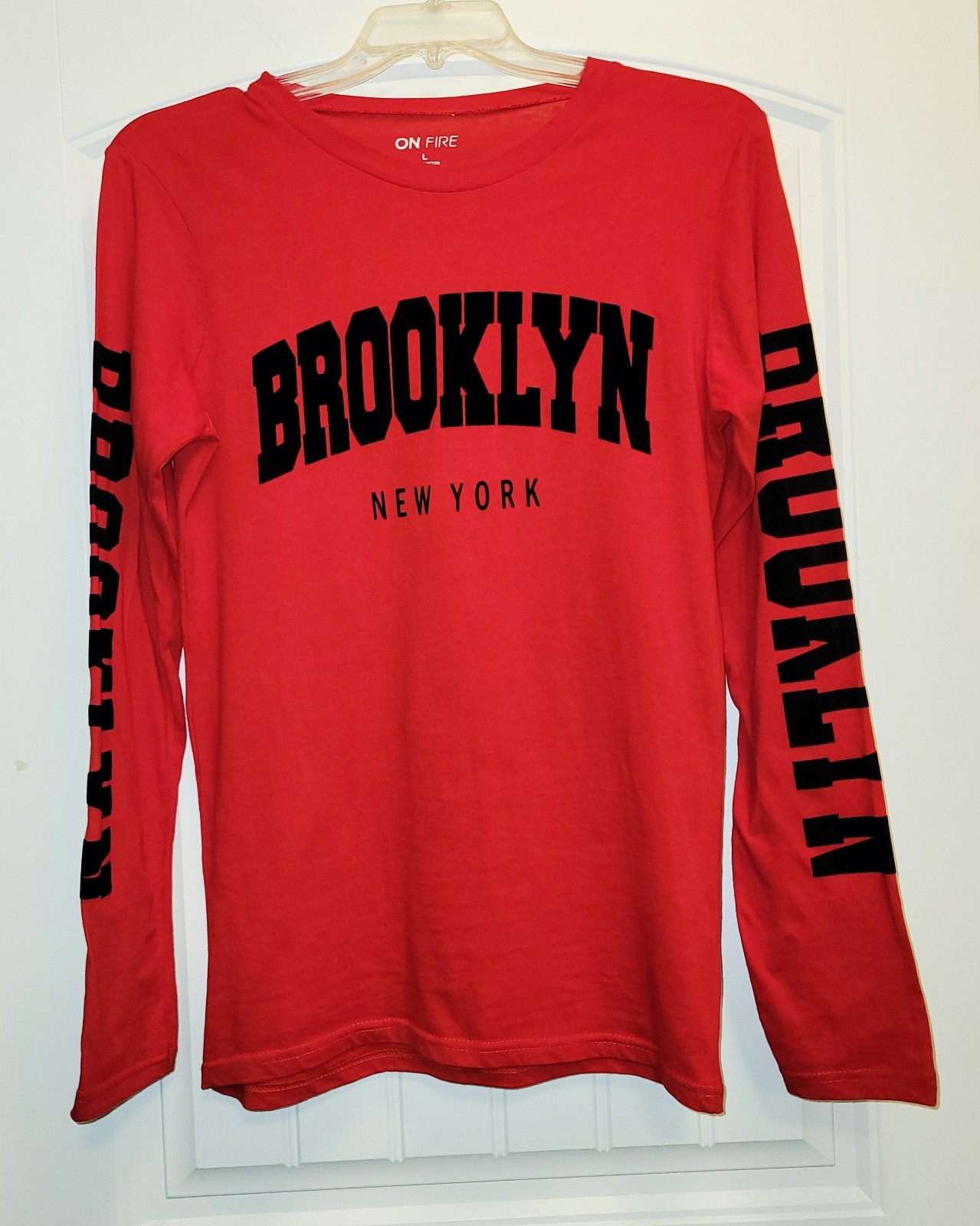 NWOT On Fire Woman’s – L/S Brooklyn Graphic Tee – Red – L