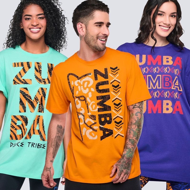Zumba Wildbeat Unisex Tee -1 Size Fits Most! Choose Teal, Orange or Purple