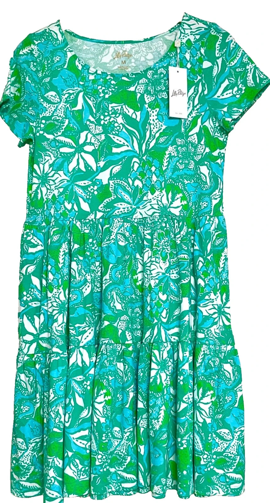 NWT Lilly Pulitzer Geanna Swing Dress Botanical Green Safari Sangria Sz Medium