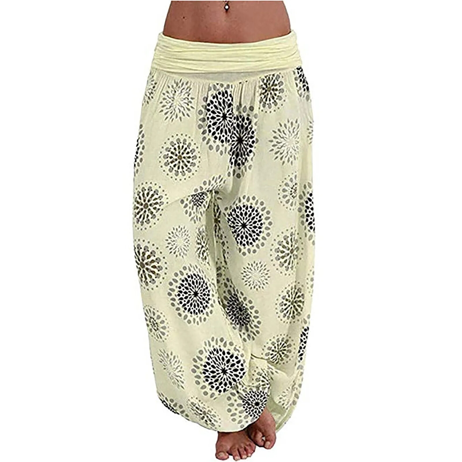 Loose Ethnic Style Graphics Printed Retro Fashion Elastic High Waisted Oversaize