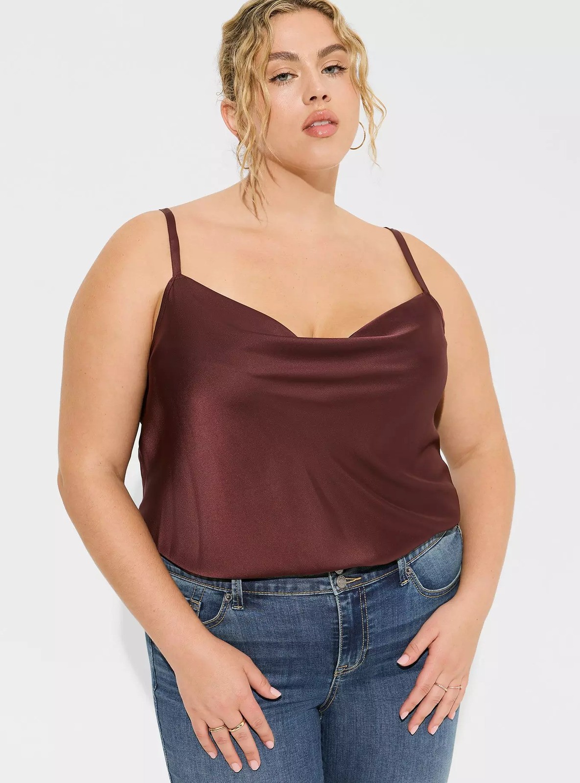 Torrid Burgundy Cowl Neck Satin Camisole – Size 2.