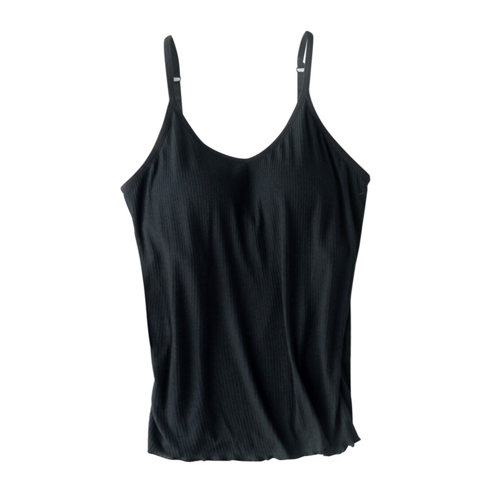 Women’s Camisole Tops with Built in Bra V Neck Vest Padded Slim Tank Tops Cotton