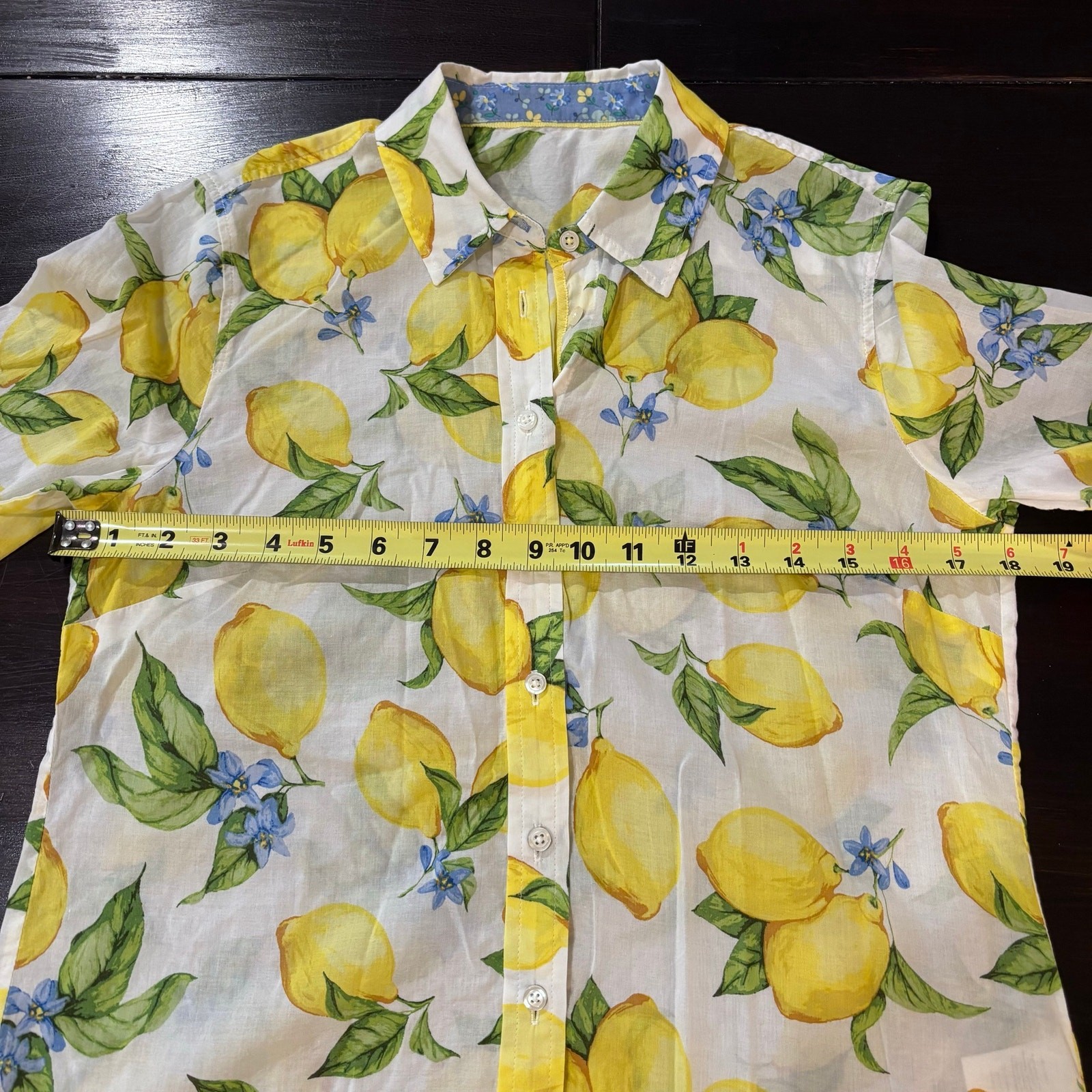 Talbots Cotton Lemon Blossom Print Blouse Sz SP Euro Summer Vacation Tomato Girl