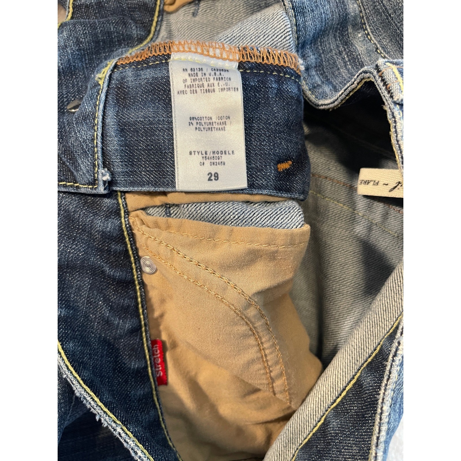 Guess Premium Daredevil Flare Jeans Blue Medium Wash Low Rise Stretch Size 29