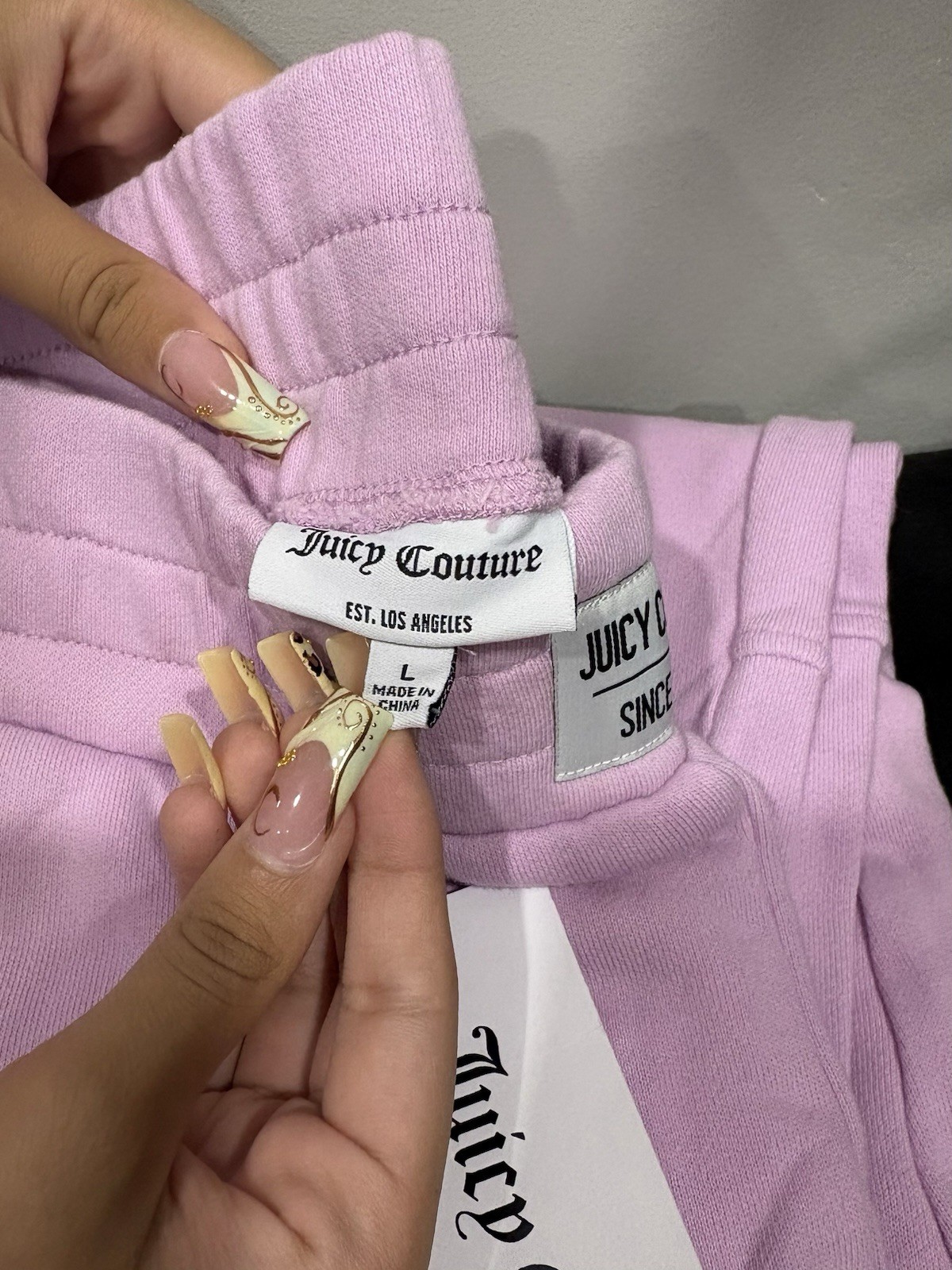 Juicy Couture Women’s L Pink Cotton Fleece Sweatpants Pull-On Pockets