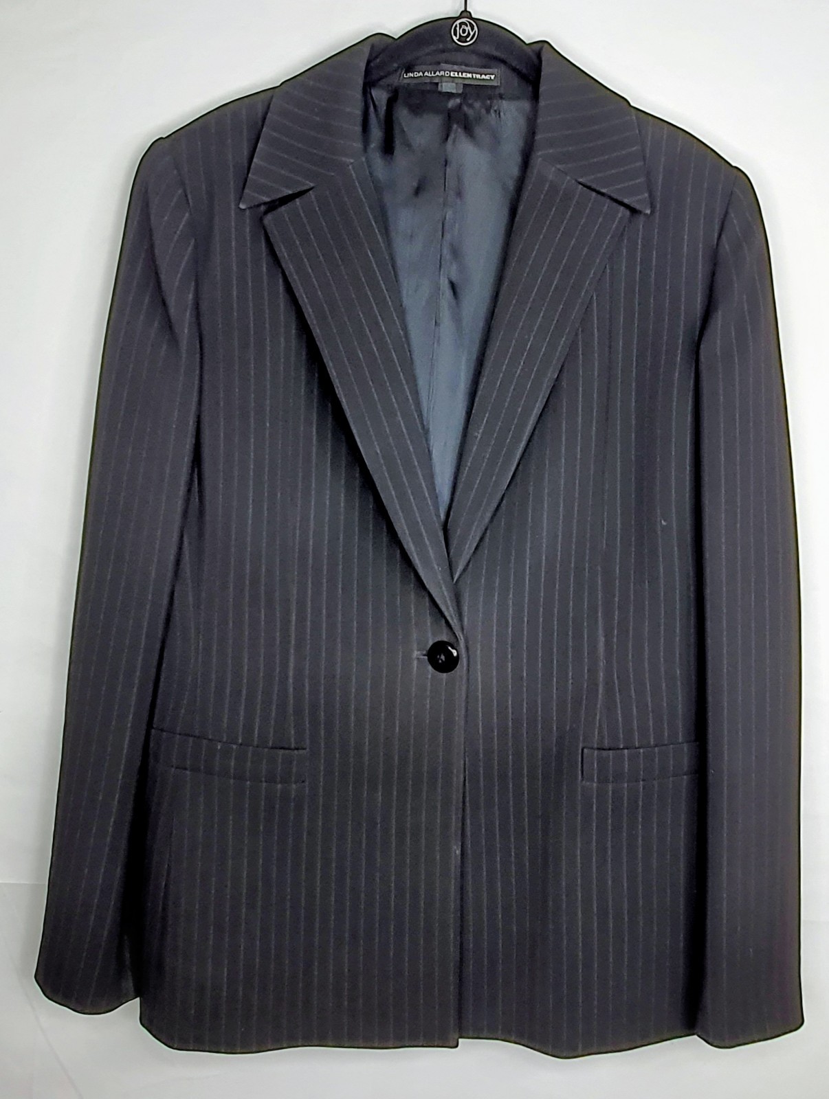 Allard-Tracy Blazer Women’s 14 Pinstripe Blk/Gray Stripes Blended Fabric VTG