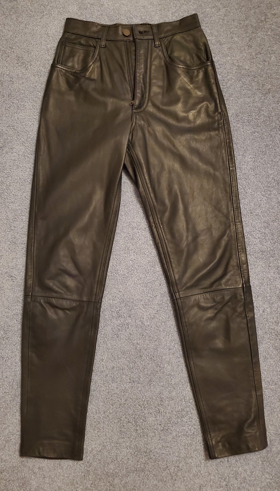 Vintage Retro 1980s 1990s GUESS Jeans Black Leather Pants Tapered Leg Size 26