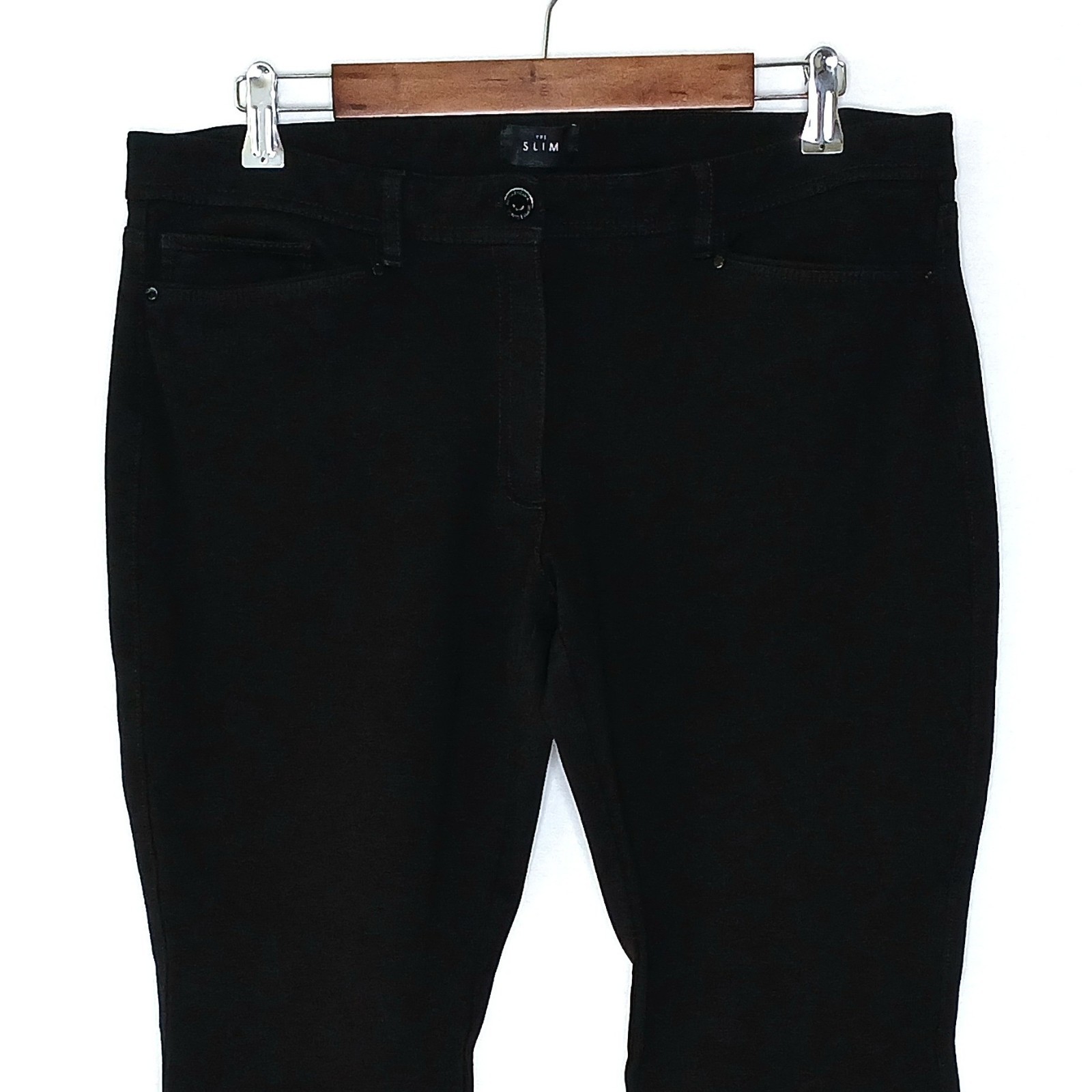 WHBM The Slim womens ponte knit straight pants size 14 SHORT stretch solid black