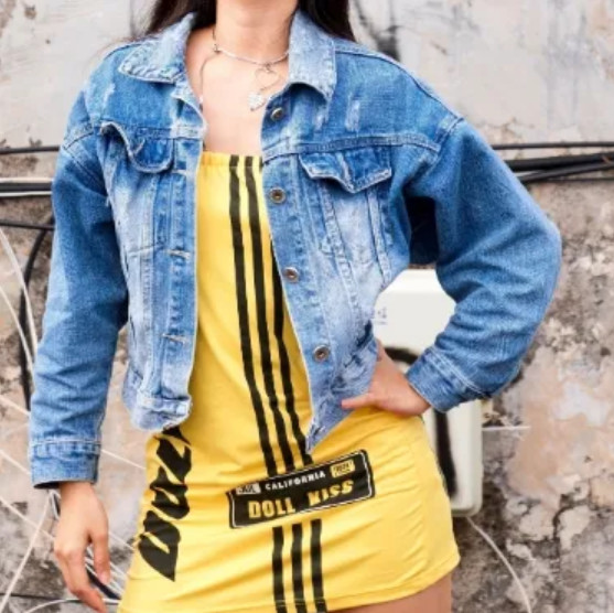 Yellow and Black Color-block Strapless Street-style Dress