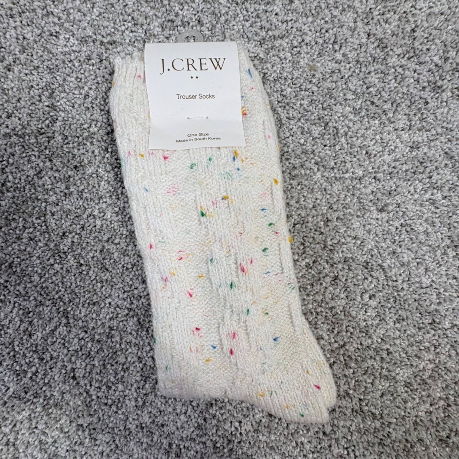 J.Crew White Speckled Trouser Socks One Size Polyester Blend Womens Rainbow Prep