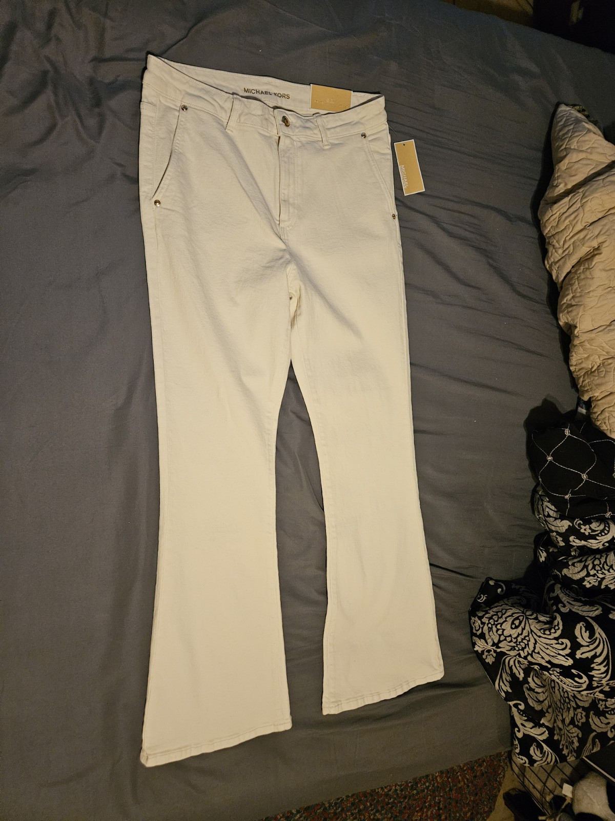 Michael Kors Women’s White Flare Denim Jeans, Size 10