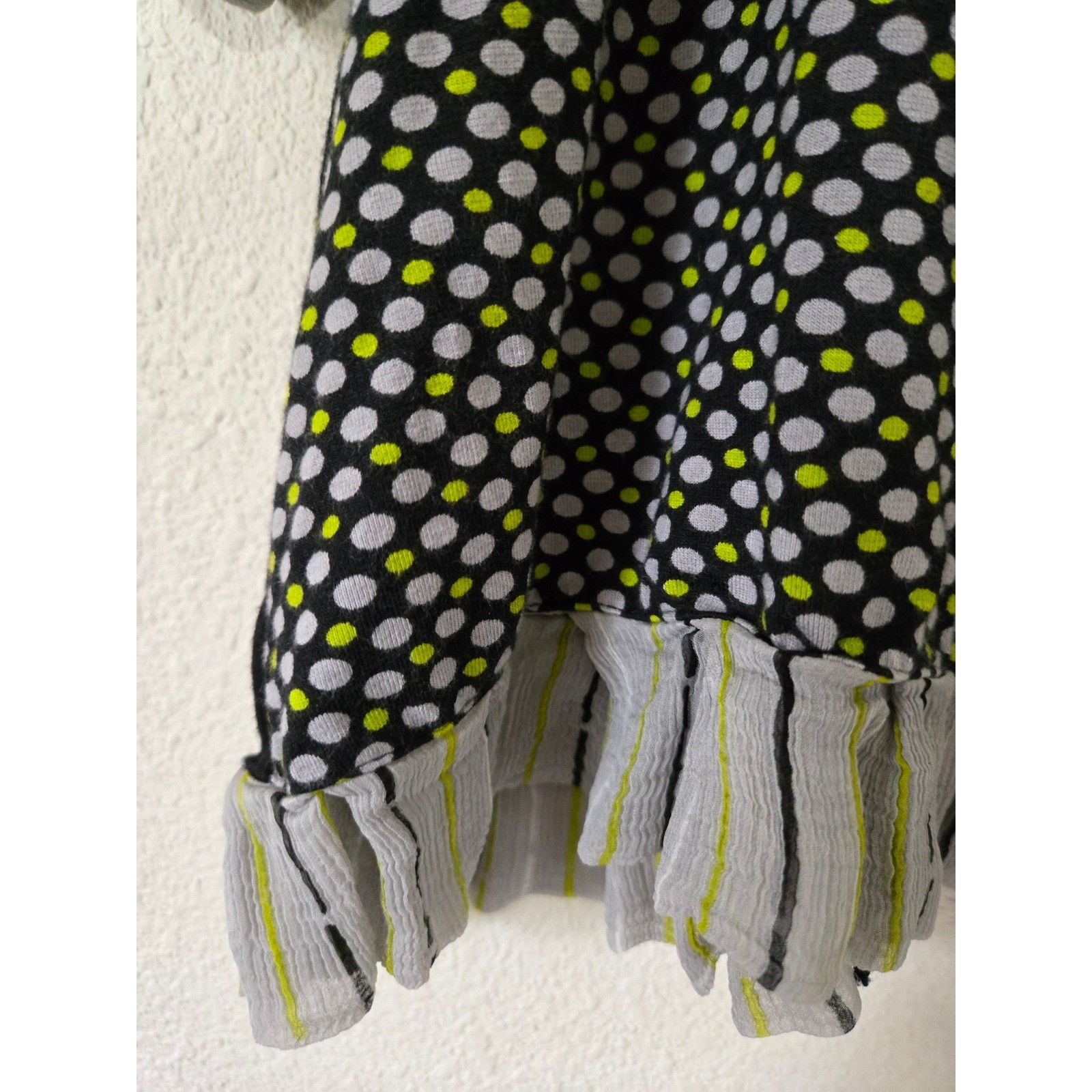 Indochine Womens L Mixed Print Top Ruffle Hem Art To Wear Lagenlook
