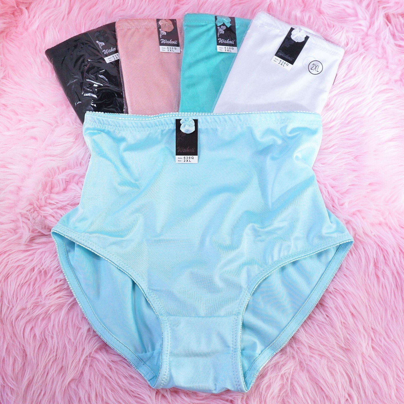 HIGH Waist soft SATIN NYLON panties 6 colors slimming Brief Girdle ladies 2X 3X