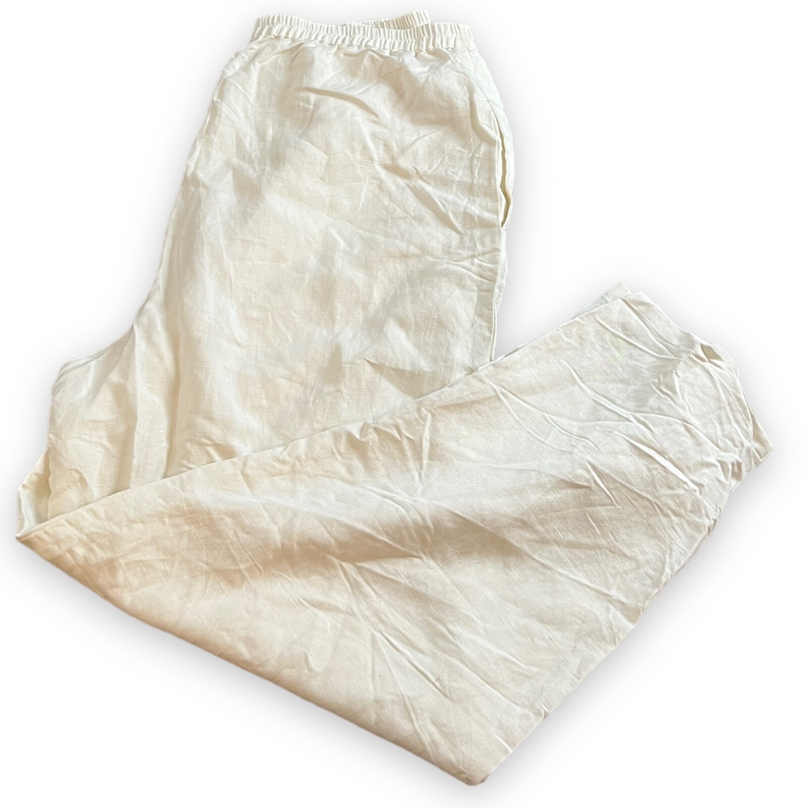 DEANE WHITE Linen Pants Women’s 2X 55% Linen 45% Rayon Hong Kong Vintage READ