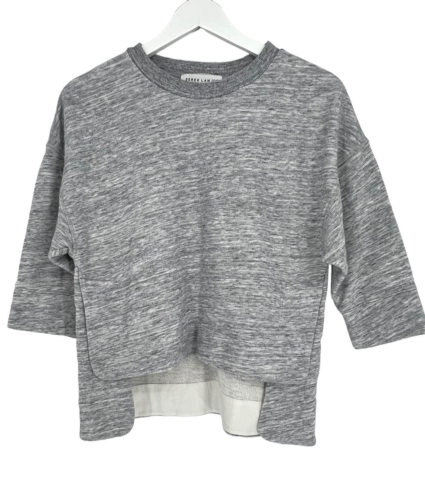 Athleta Derek Lam 10C Sweatshirt Top Size XS Heather Gray White 3/4 Sleeve