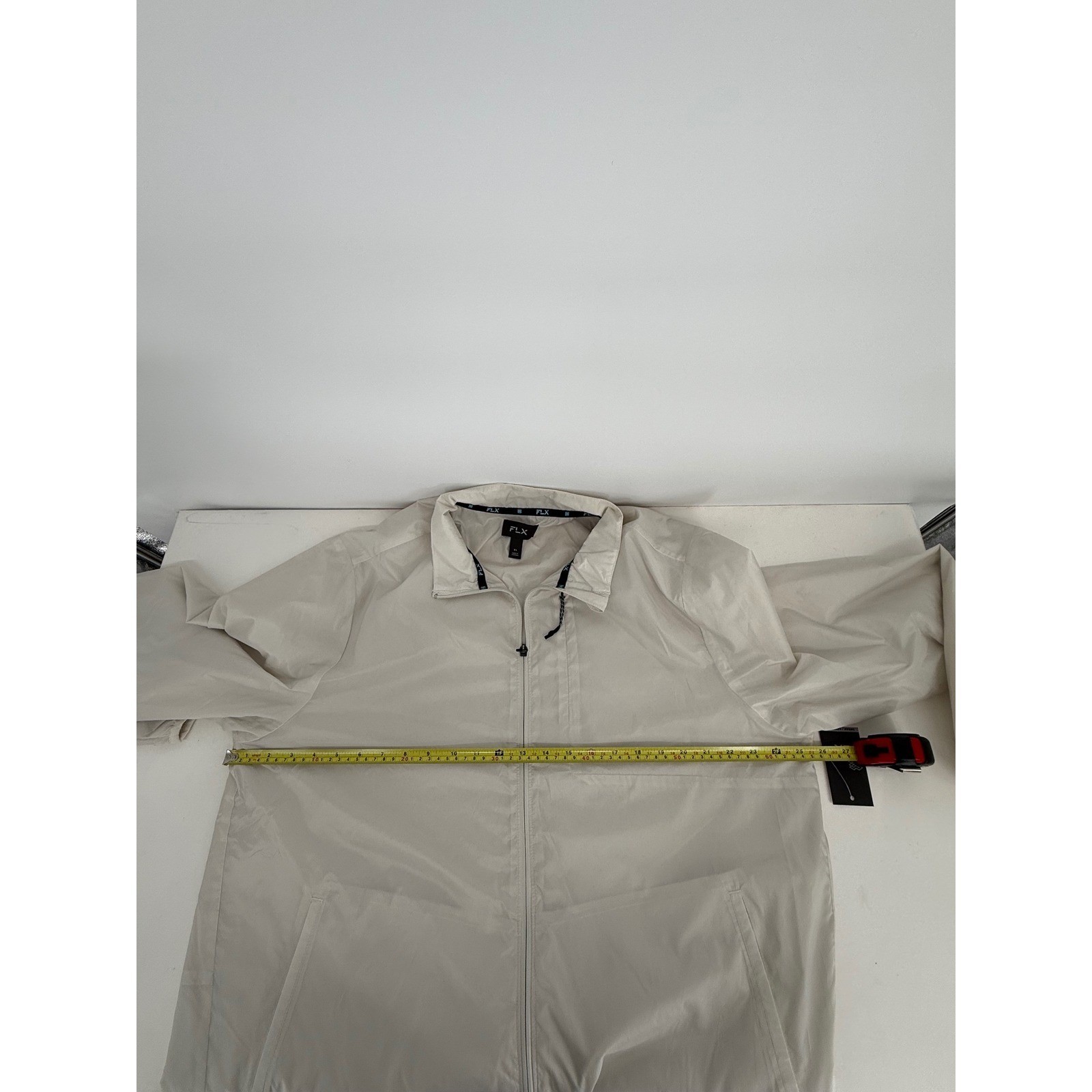 FLX Urban Commuter Windbreaker Jacket Womens Cream Packable Reflective NEW Sz XL