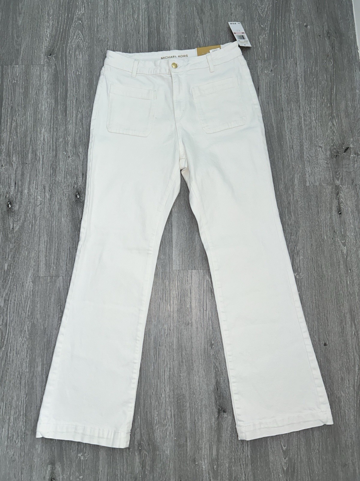 Michael Kors Selma Flare Womens 10 White Higher Rise NWT
