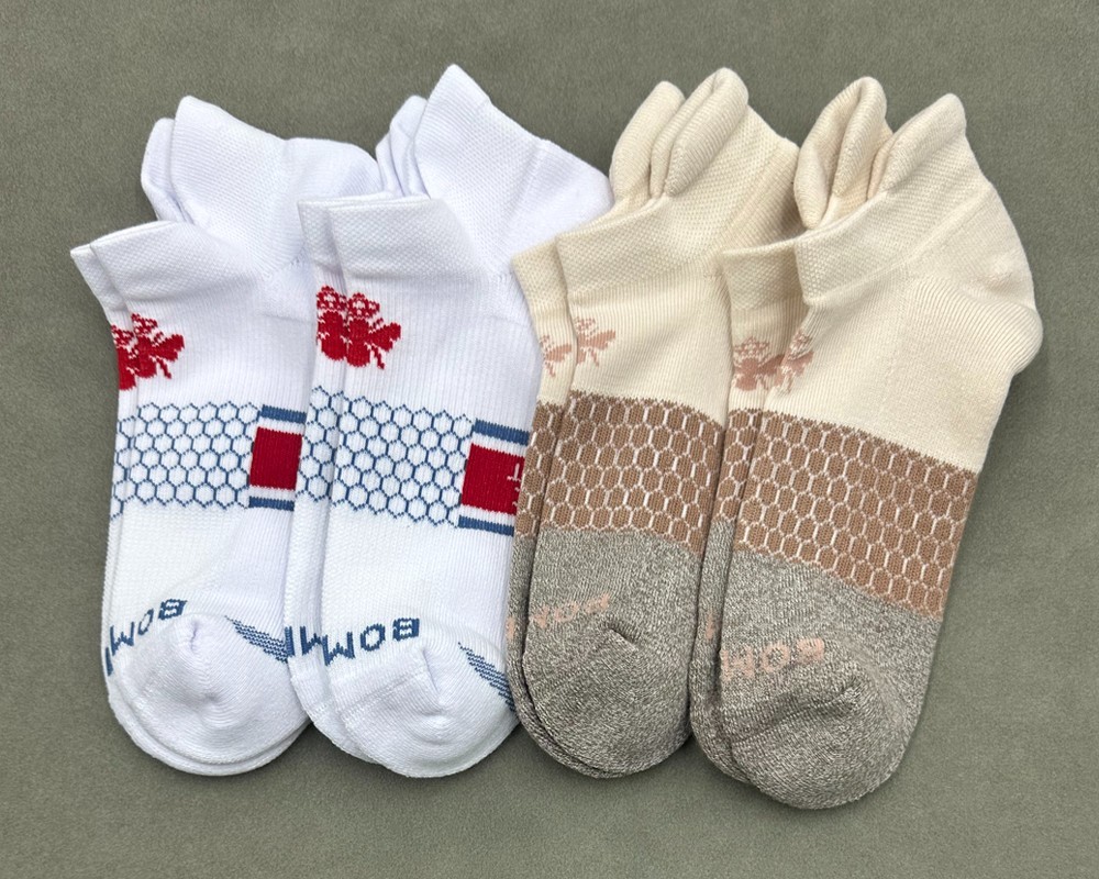 4 Pairs Women’s Cushion Ankle Socks Honeycomb Size Med 2 Colors Mix BOMBAS