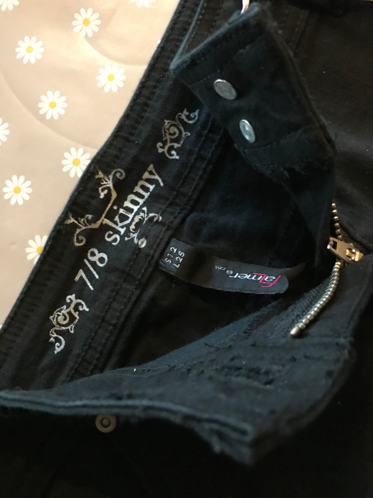 Falmer Black Skinny Jeans Size 12 Leg 25 – 99% Cotton 1% Elastane New with Tags