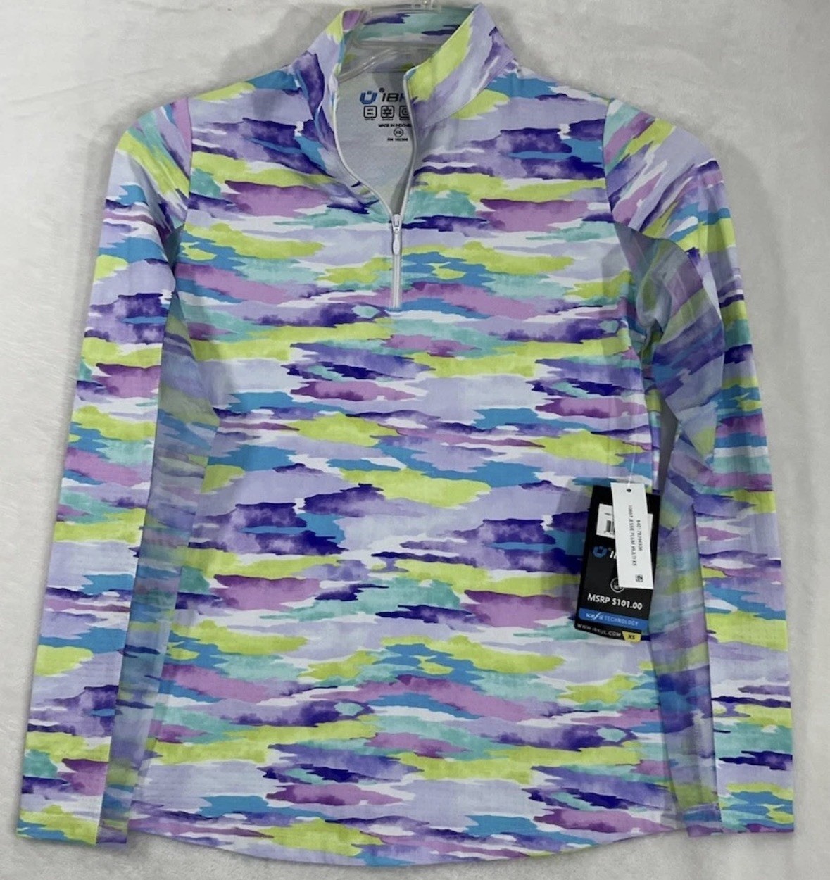 NWT IBKUL Golf Tennis Pullover Top XS S XXL Activewear Long sleeve Mesh Purpe E5