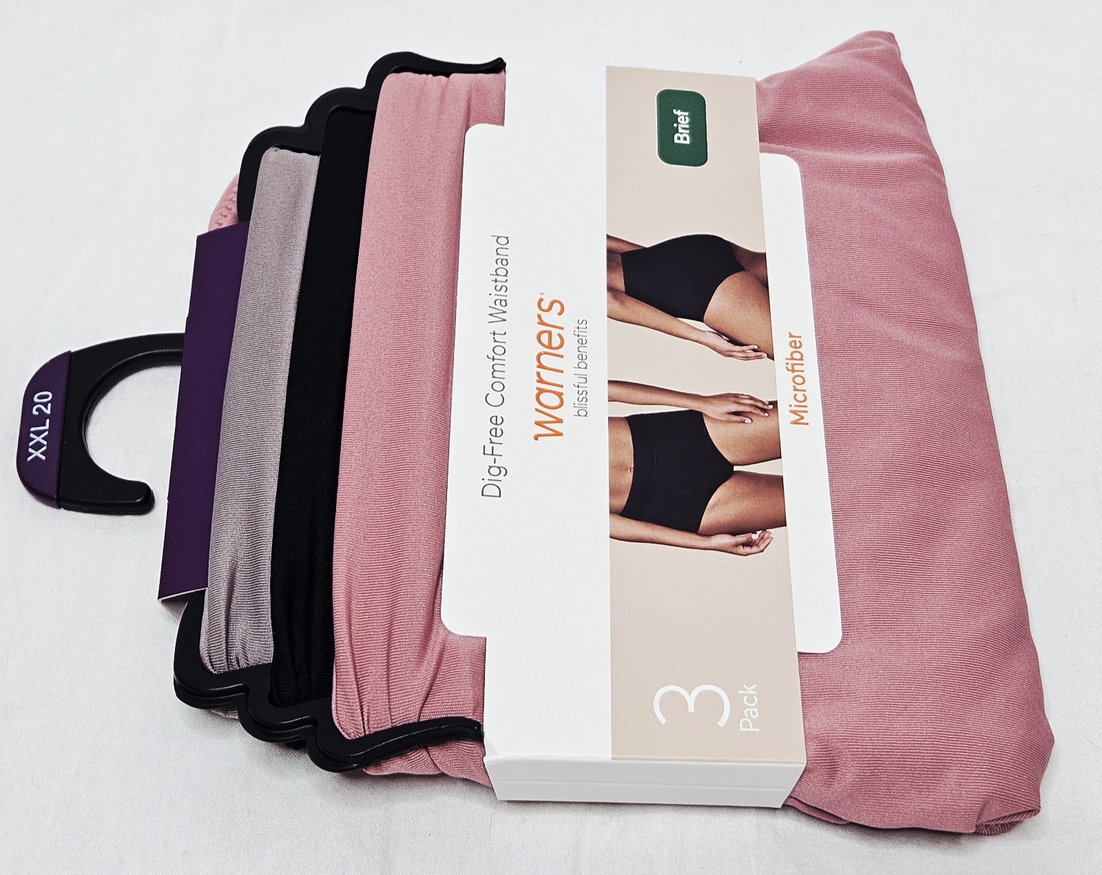 Warners Blissful Benefits Microfiber Brief 3 Pack Choose XL 2XL or 3XL