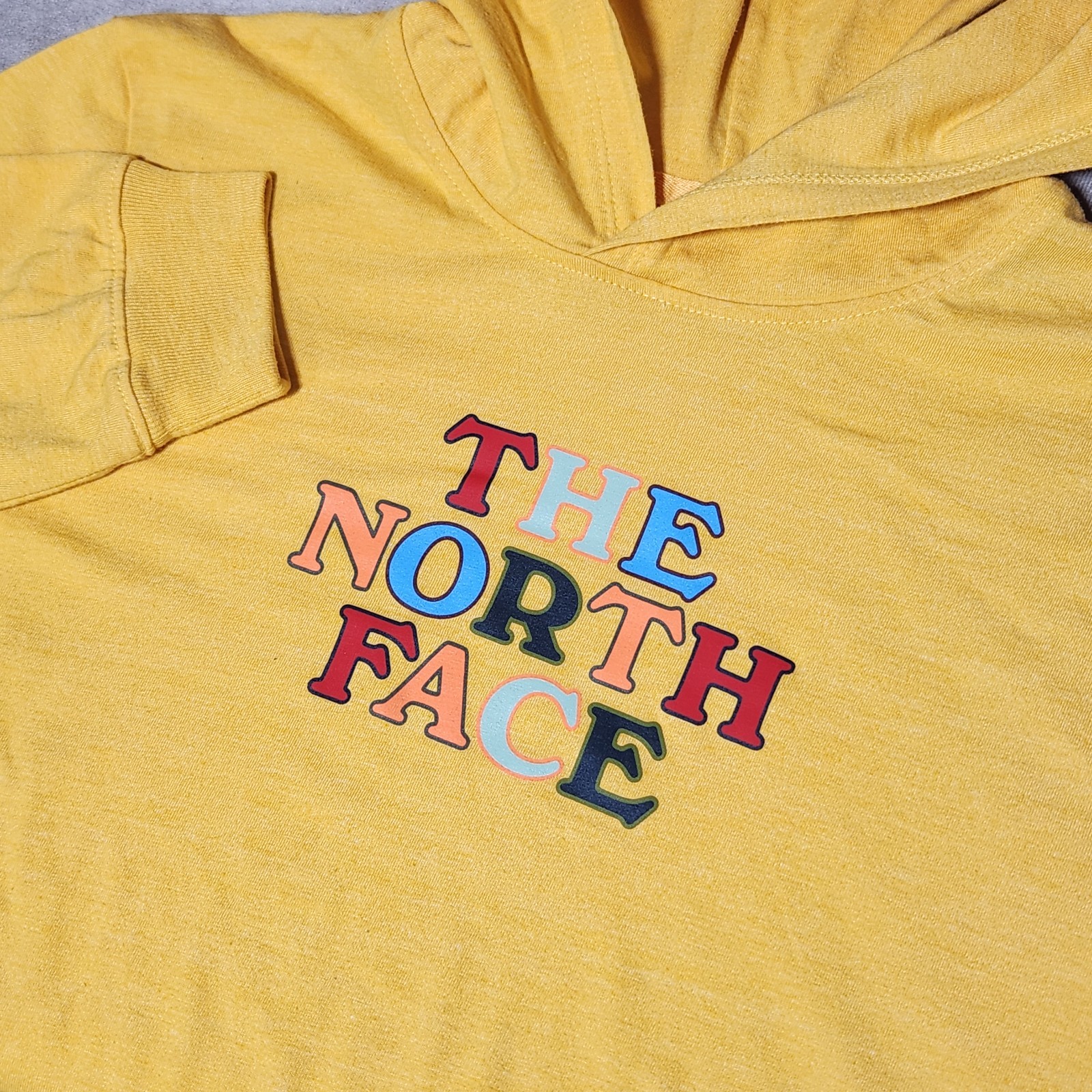 women’s NORTH FACE yellow Summer Feels Tri-blend l/s Hoodie t-shirt outdoor sz L