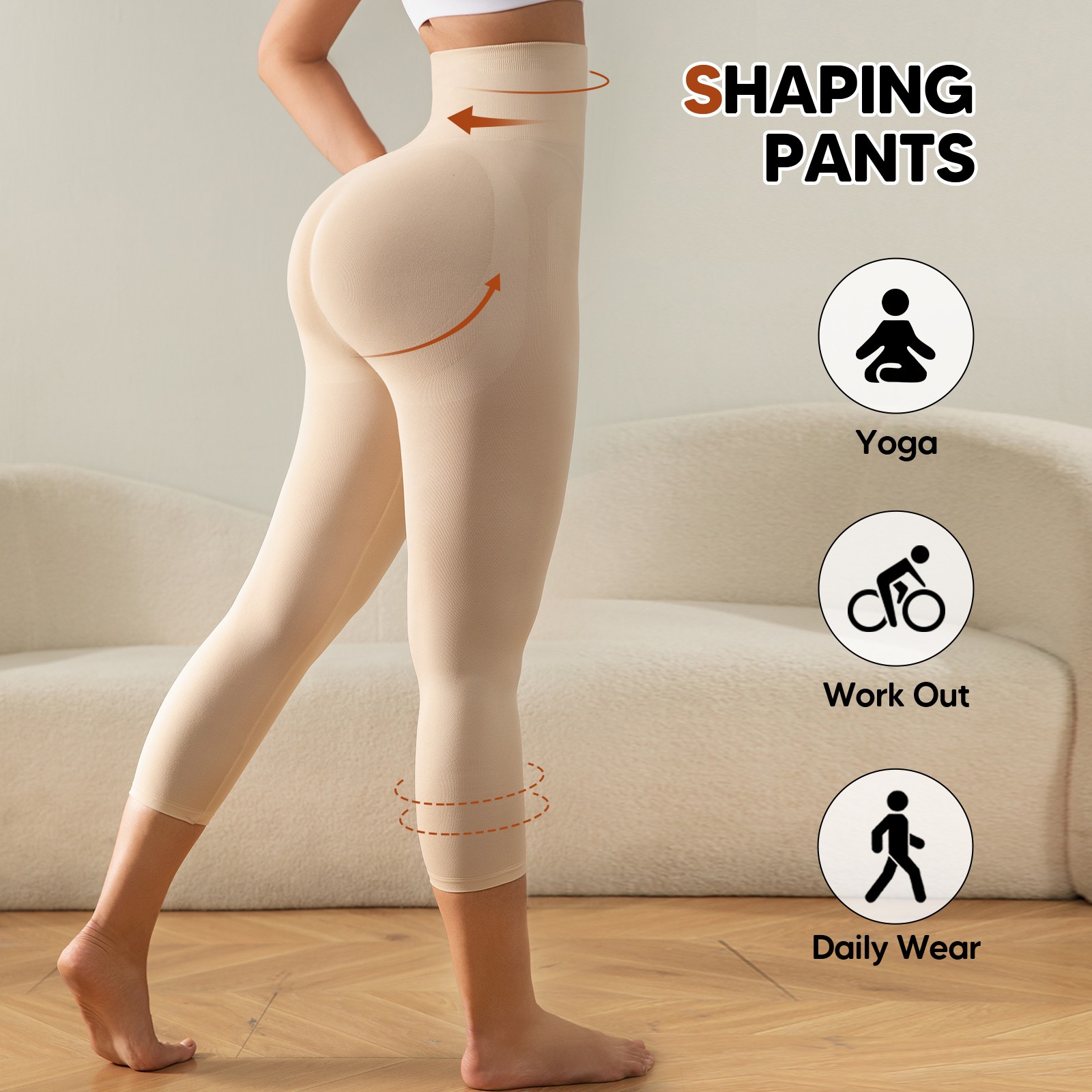 Slimming Anti Cellulite Compression Leggings Leg Shaper High Waist Black Capris
