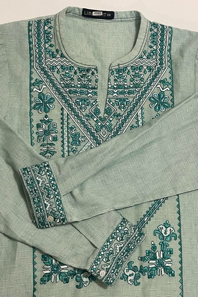 LIMELIGHT Shirt Pakistan- Embroidered Textured Tunic Long Sleeve- Womens SIZE XS