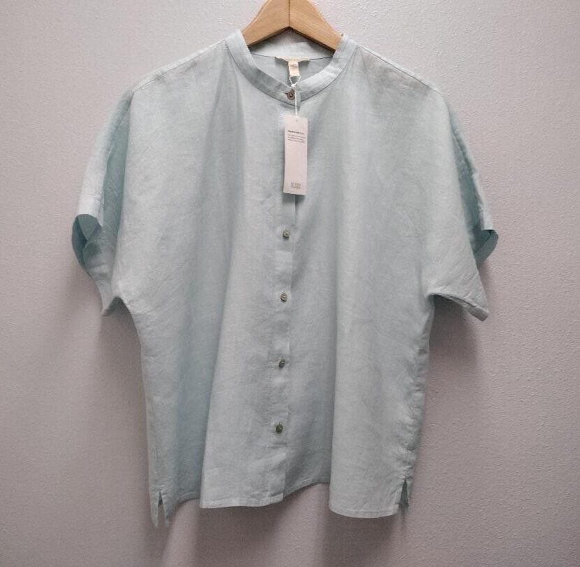 Eileen Fisher New Size L Clear Water Green Linen Shirt