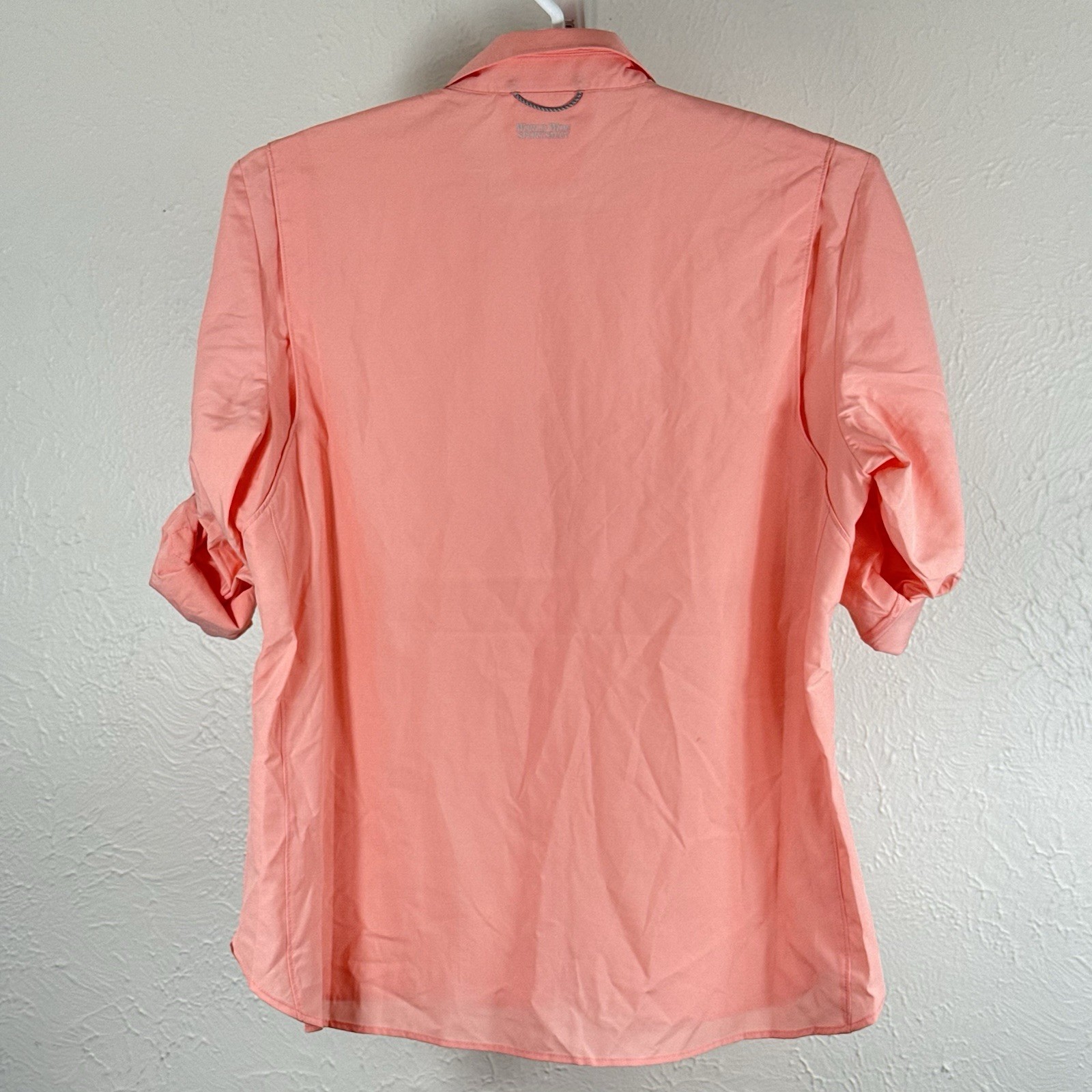 World Wide Sportsman Womens L Fishing Shirt Vented Caped Button Up Lined Peach