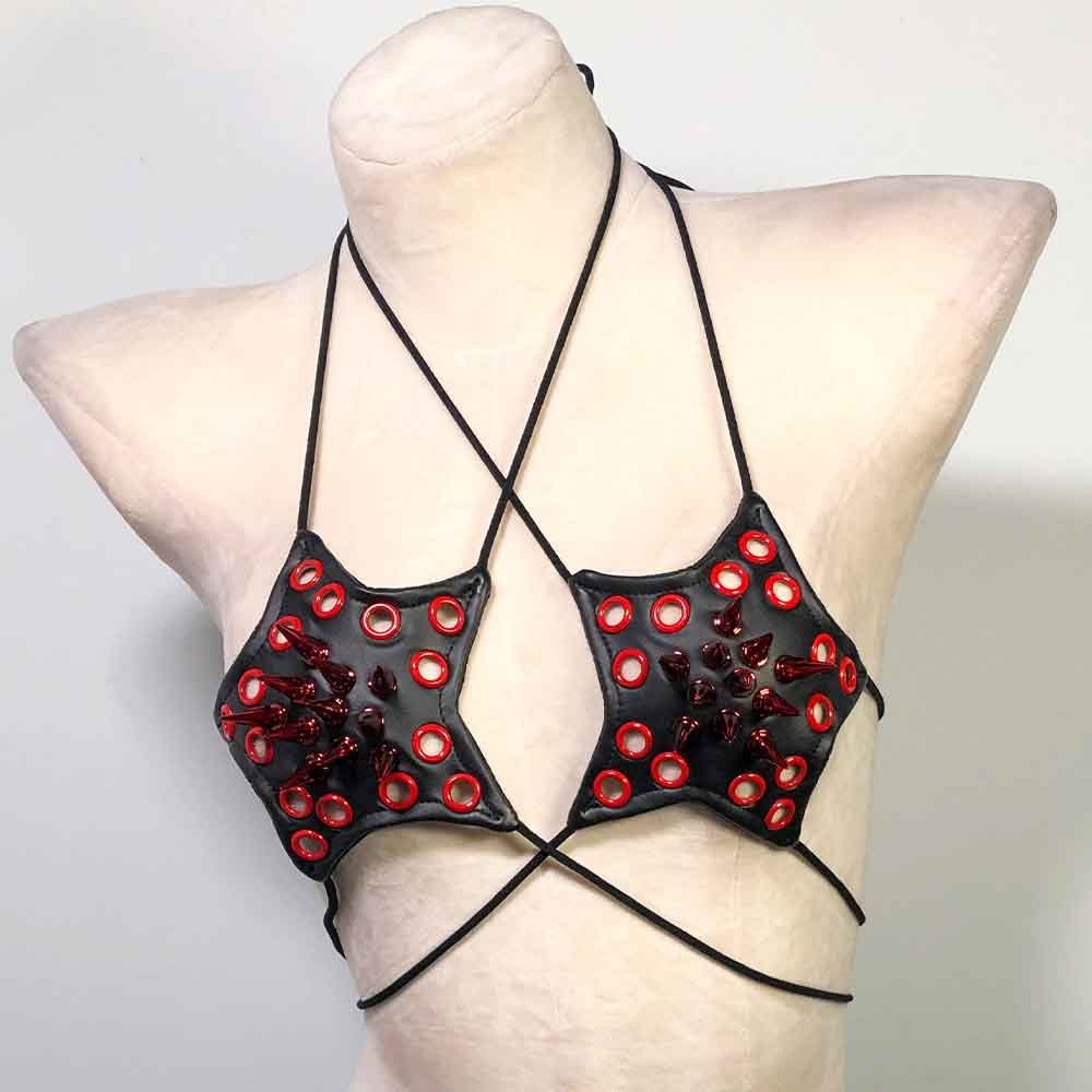 Goth Tops Emo Clothing Punk Rock Clothes Spiked Gothic Tank Grunge Y2K Bra 80s