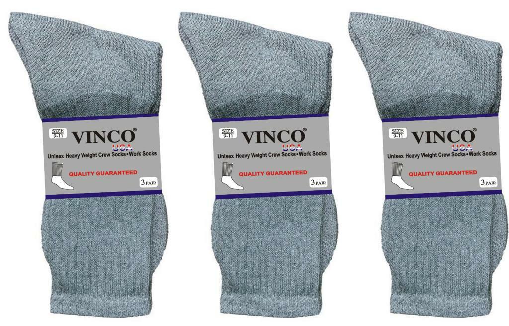 Lot 12 Pairs Mens Grey Cotton Crew Socks Sports Athletic Work Size 9-11 10-13