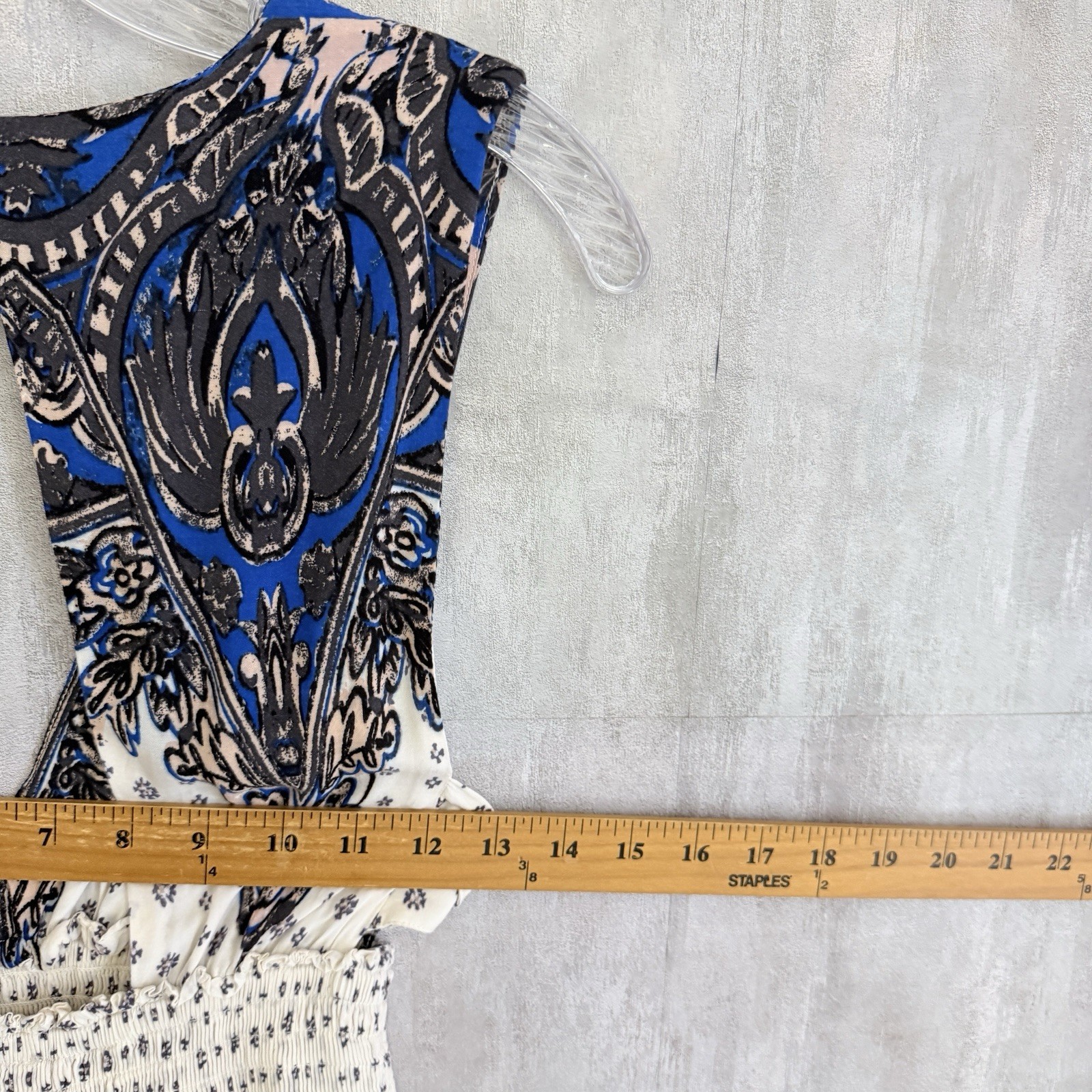 Free People Mini Dress Sz Small Walking Through My Dreams Smocked Printed Boho