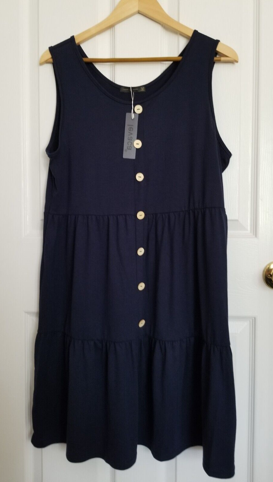 New Levaca rayon/polyester blend dark bluein dress. SzL.