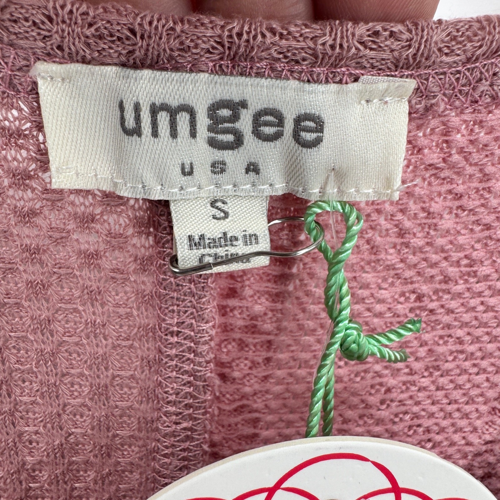 Umgee Blouse Womens Small Pink Boho Thermal Waffle Cable Knit Henley Shirt NEW