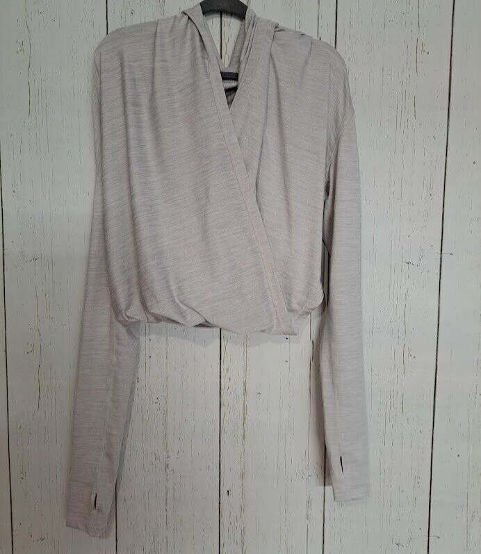 Zyia Haze Active Size XS Gray Wrap Gym Long Sleeve Running Yoga Shirt