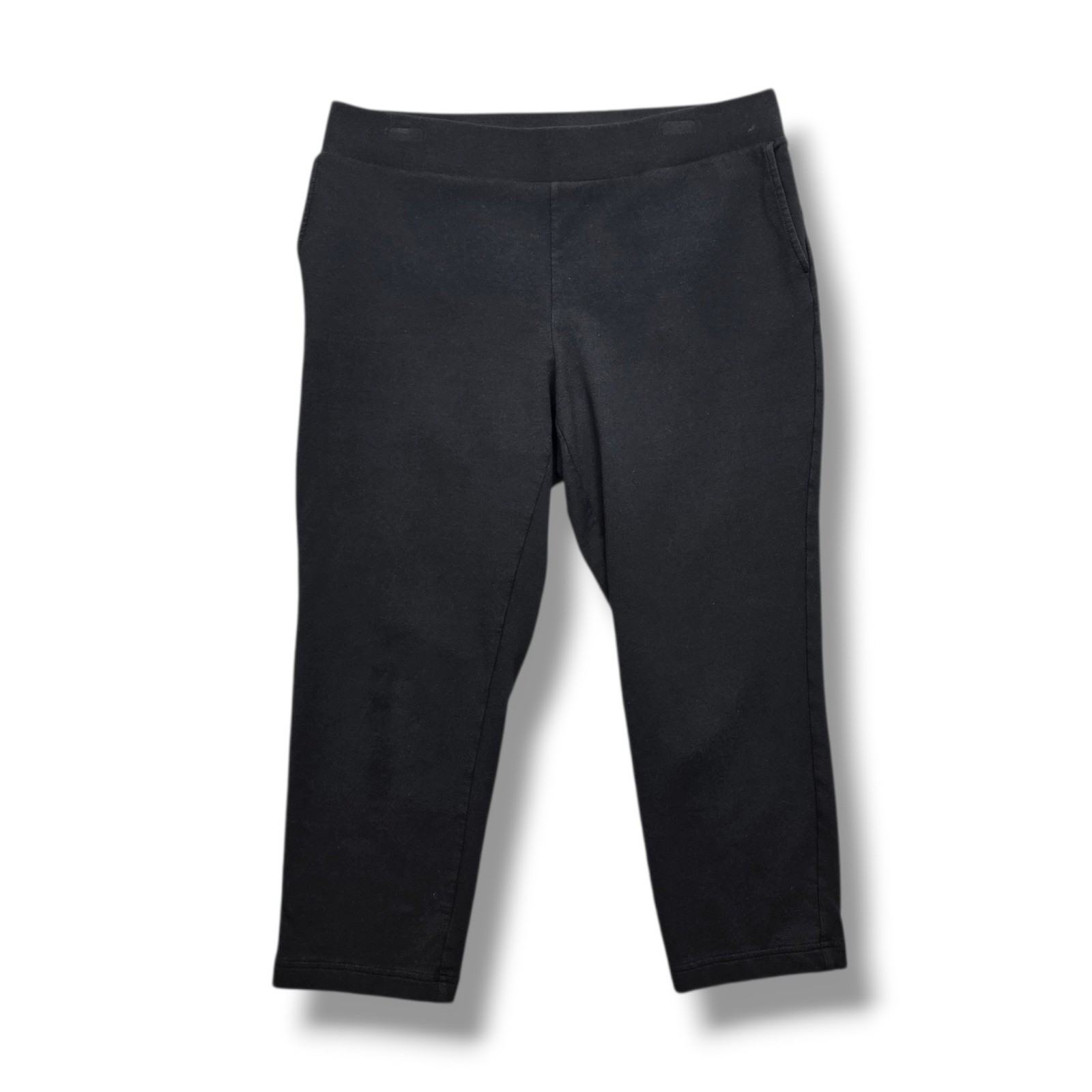Pure Jill Slim Leg Cropped Pants Womens Medium Petite Black Mid Rise Pockets