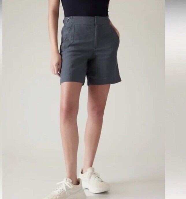 Athleta Voyager Linen Short-Blue/Grey- Size 6-NWT