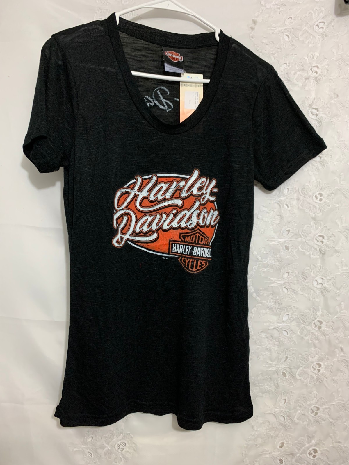 Harley Davidson Retro Garage Ladies’ T-Shirt Black “Roatan, Honduras” Size L NWT