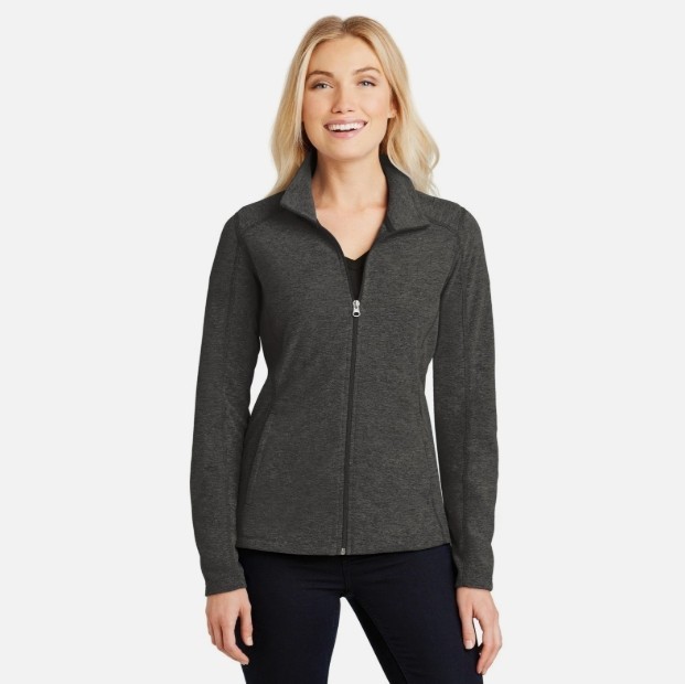 Port Authority Ladies Microfleece FullZip Jacket L235 BLACK CHARCOAL HEATHER NEW
